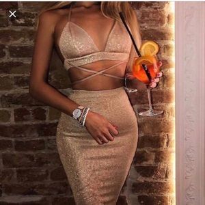 Gold shimmer two piece set